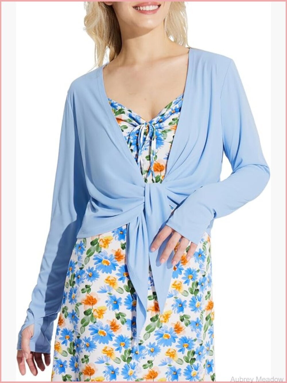 UPF 50+ Cropped Cover Up Cardigan Tie Front Lightweight Sun Wrap SPF Shirt
